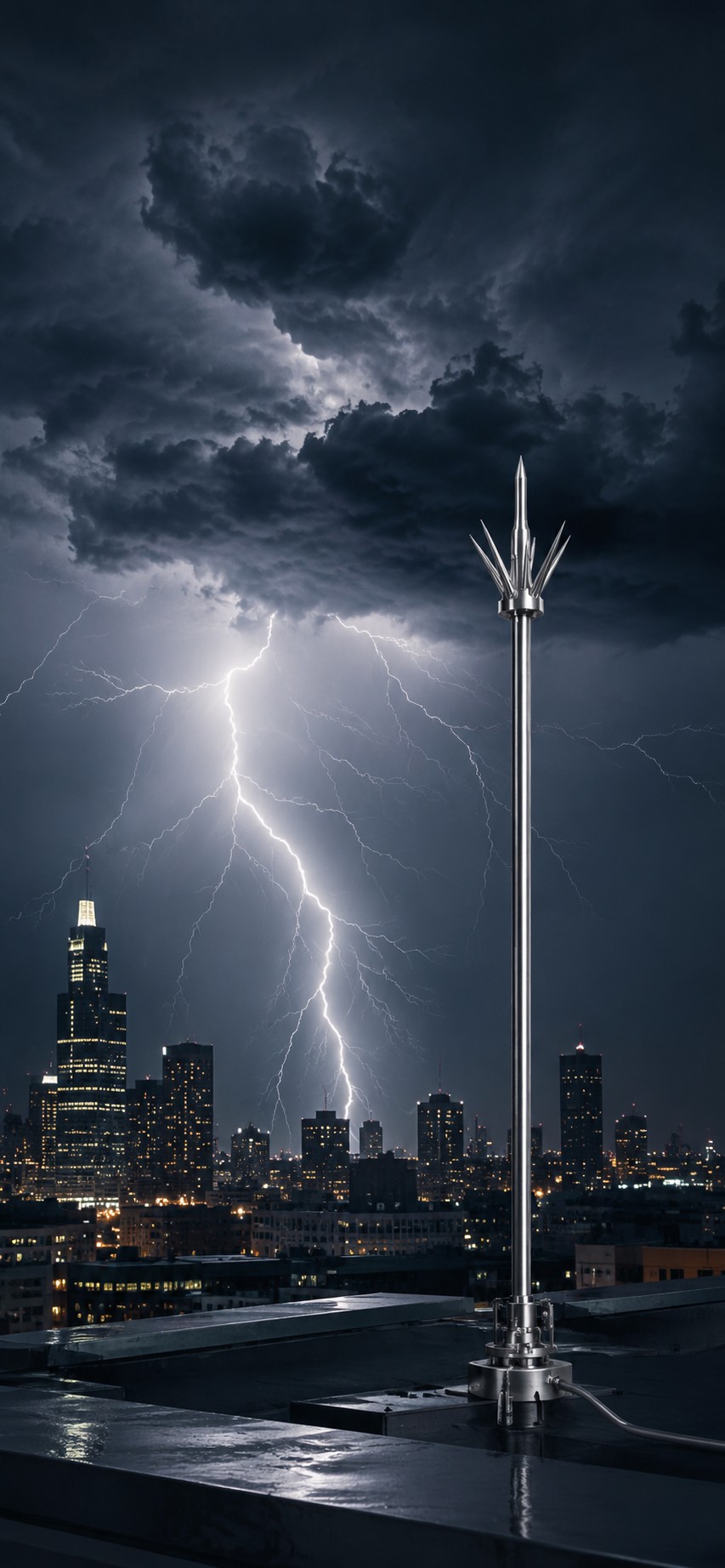 GroundStrike Technologies crew working on a commercial lightning protection installation