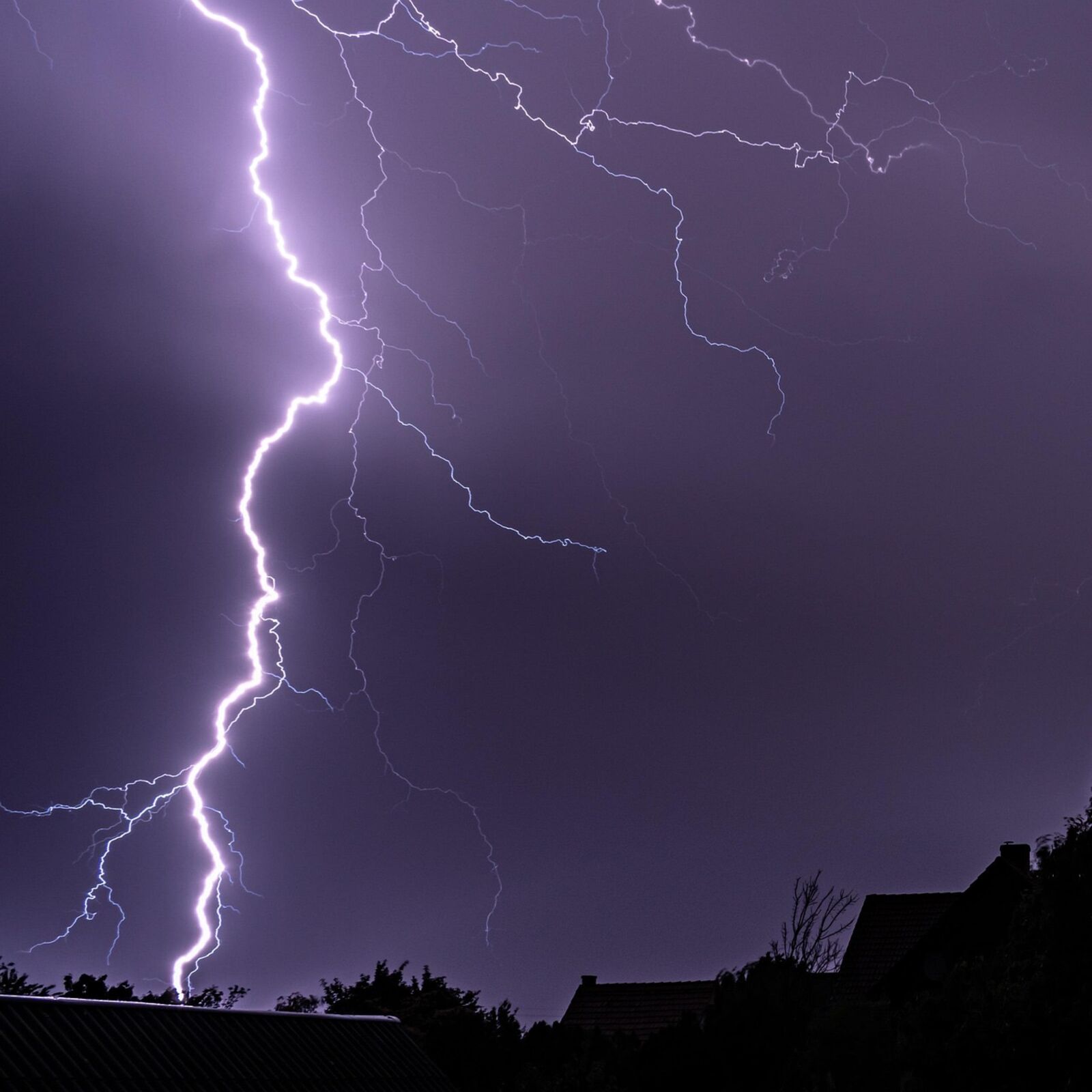 Close-up of a lightning protection air terminal and conductor